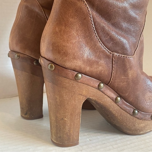 Leather Michael Kors Yolanda Over the Knee Platform Block Heel Brown Boots S z 7 - Picture 7 of 16